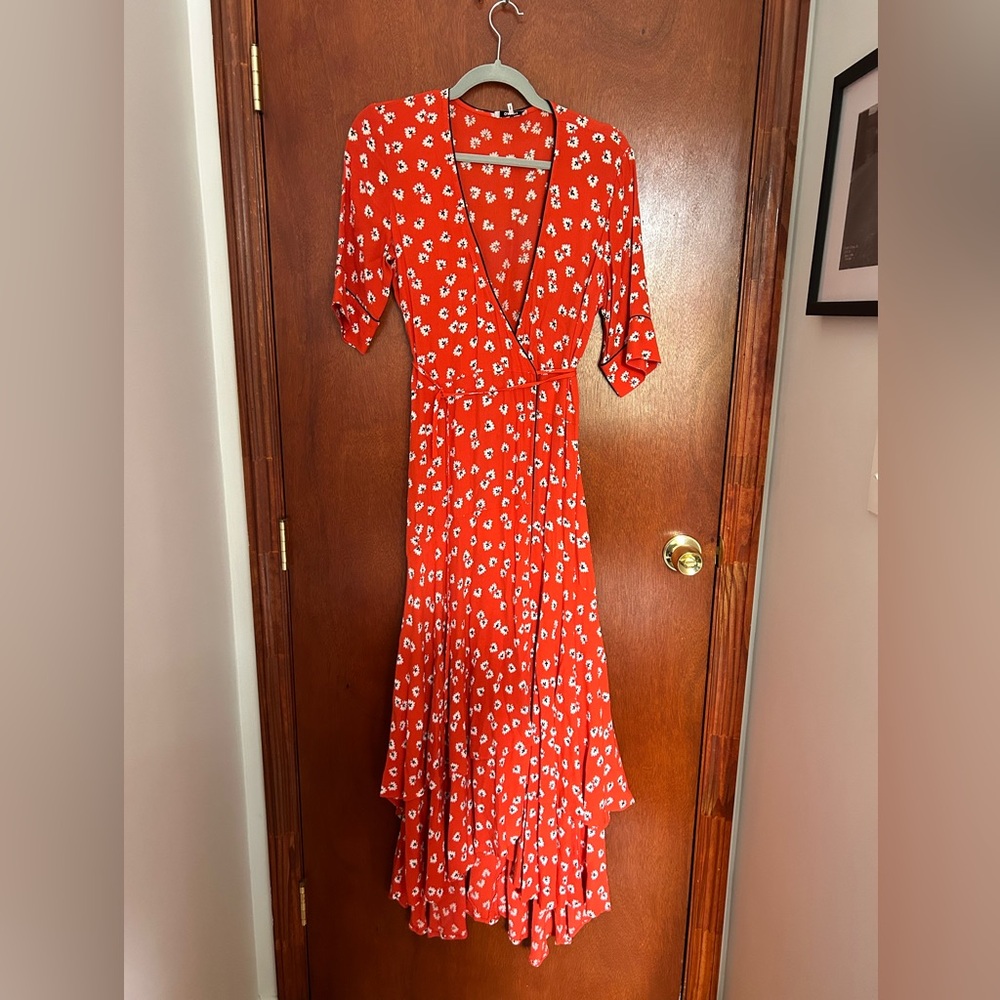 Ganni Red Floral Long Sleeve Dress - Picture 4 of 9